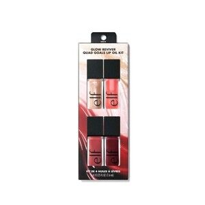 e.l.f. Cosmetics Glow Reviver Quad Goals Lip Oil Kit 4 Full Size Lip Glosses New